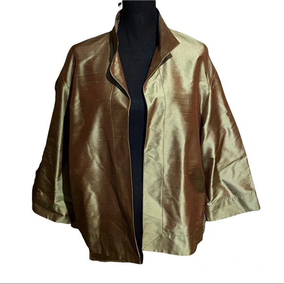 Lida Baday Jackets & Blazers - Vntg Lida Baday 100% Silk Open Front Special Occasion Blazer Jacket Plus 14